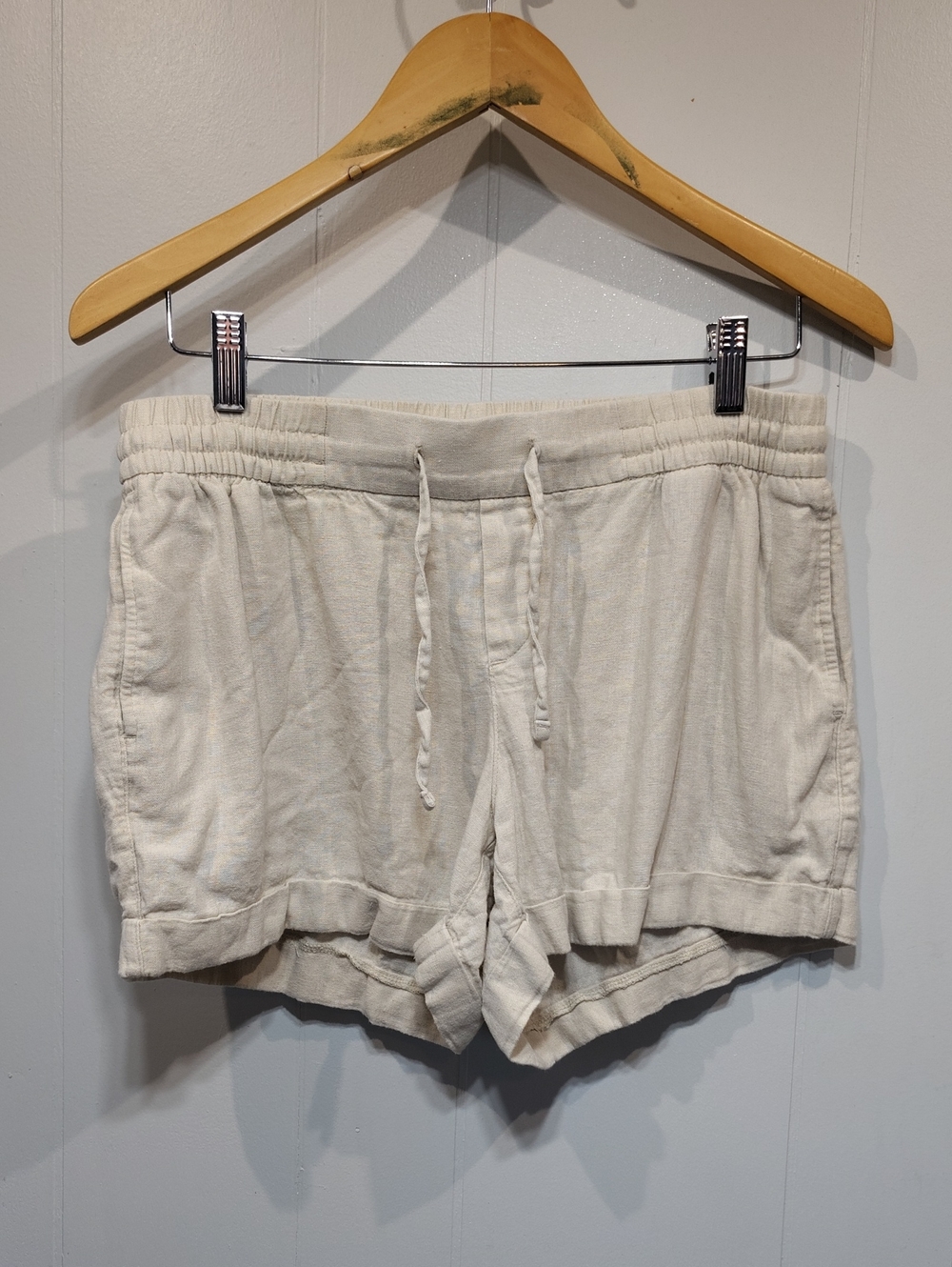 Old Navy Linen Blend Pull On Shorts Cream Beige M